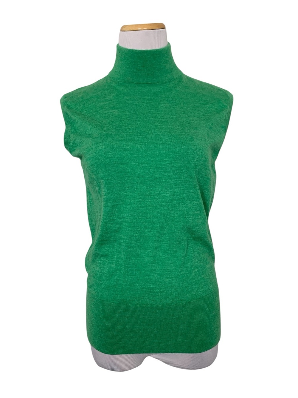 Lisa Yang 100% Cashmere Sleeveless Mock Neck Knit Sweater Top Womens 1 Green S